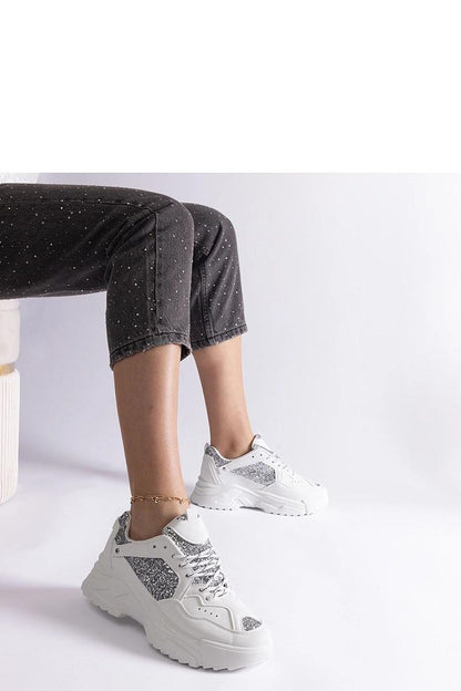   Białe sneakersy damskie z brokatowymi wstawkami Caraballo - Solea 