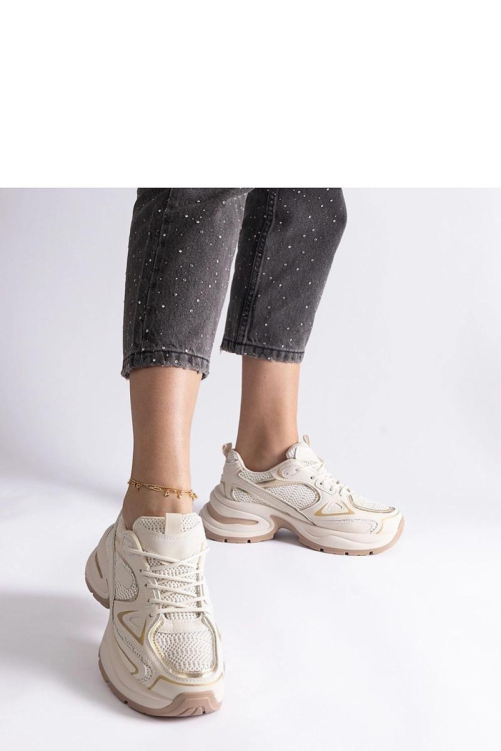   Beżowe sneakersy na masywnej podeszwie Adoma - Solea 