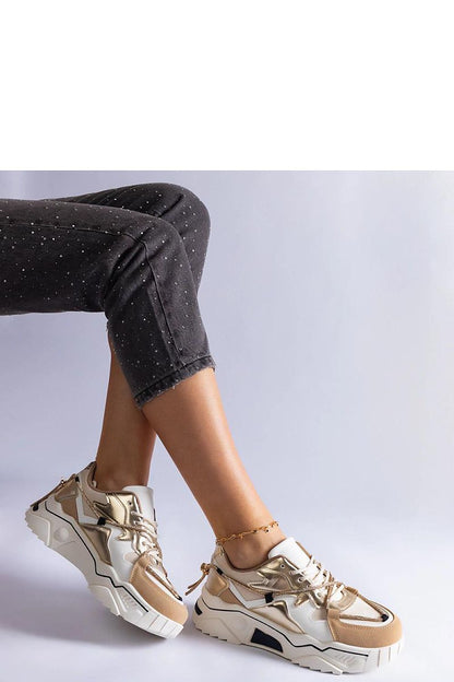   Beżowe sneakersy zdobione cyrkoniowym sznurkiem Valdeza - Solea 