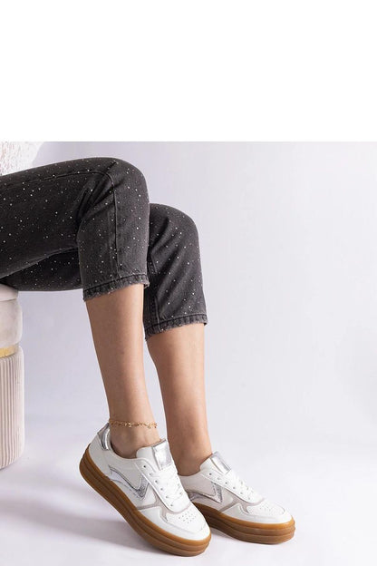   Biało-srebrne sneakersy na gumowej podeszwie Quica - Solea 