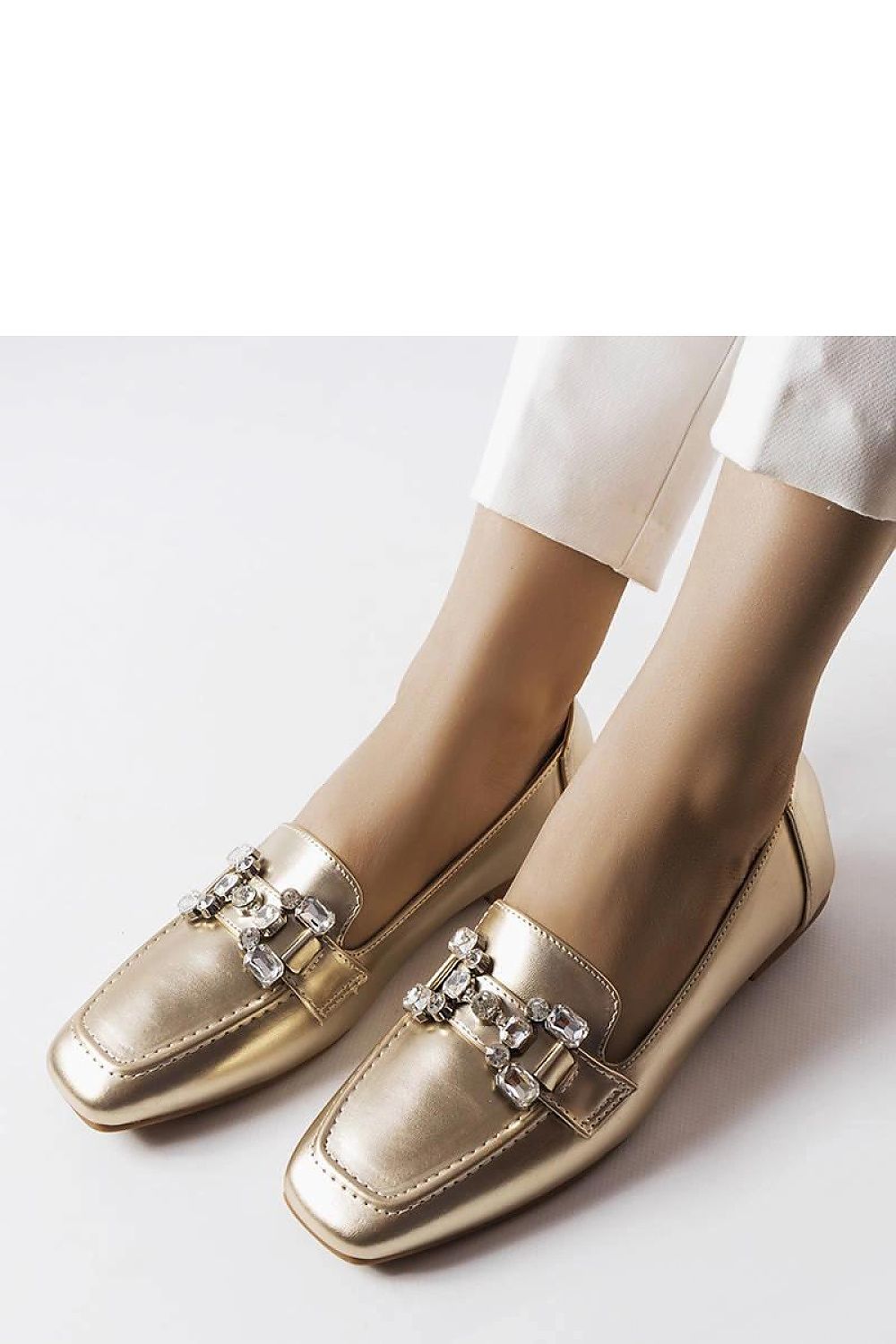   Złote mokasyny z cyrkoniami Marechal - Solea 