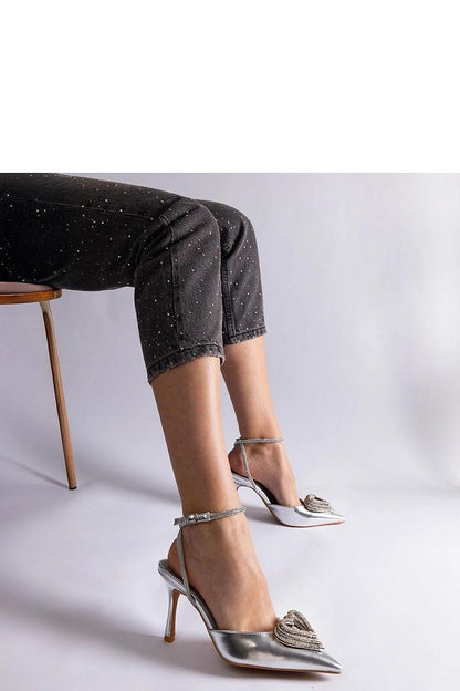   Srebrne szpilki z odkrytą pięta zdobione cyrkoniami Isoda - Solea 