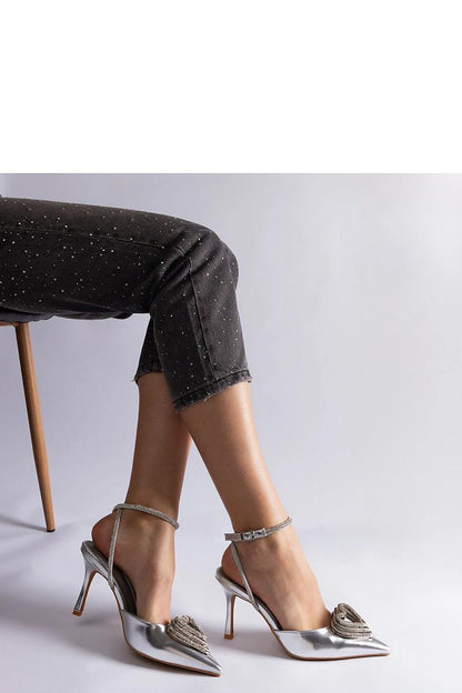   Srebrne szpilki z odkrytą pięta zdobione cyrkoniami Isoda - Solea 