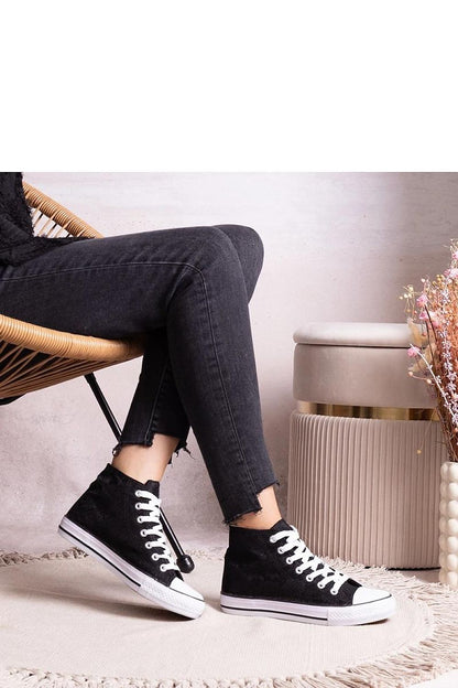   Czarne wysokie trampki z koronką Bonifakima - Solea 