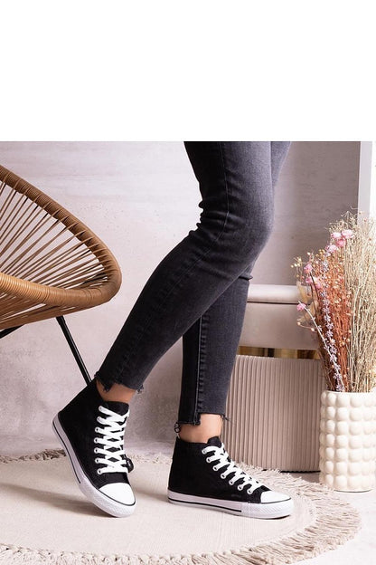   Czarne wysokie trampki z koronką Bonifakima - Solea 