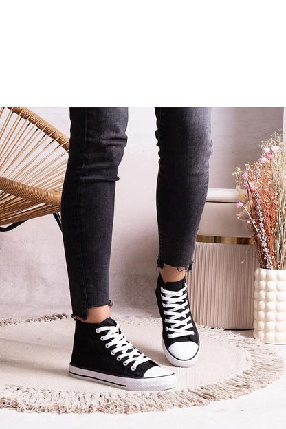   Czarne wysokie trampki z koronką Bonifakima - Solea 