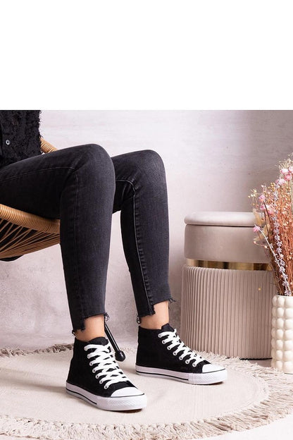   Czarne wysokie trampki z koronką Bonifakima - Solea 