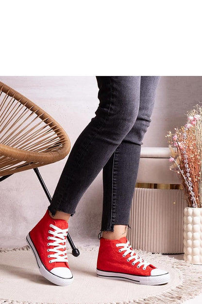   Czerwone wysokie trampki z koronką Bonifakima - Solea 