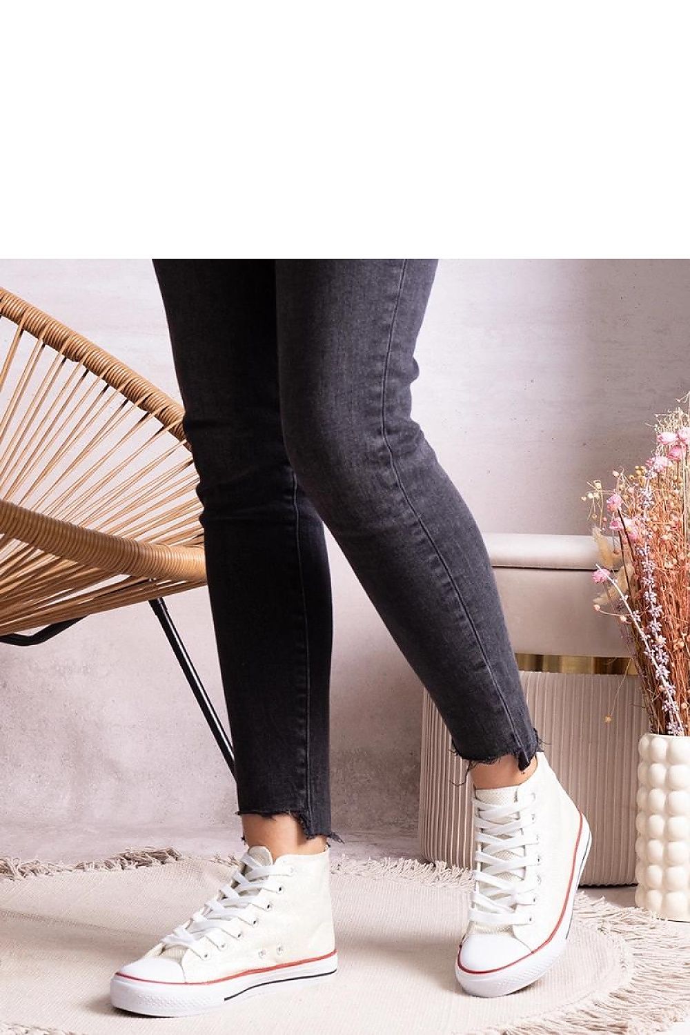   Białe wysokie trampki z siateczki błyszczącej Ranifali - Solea 