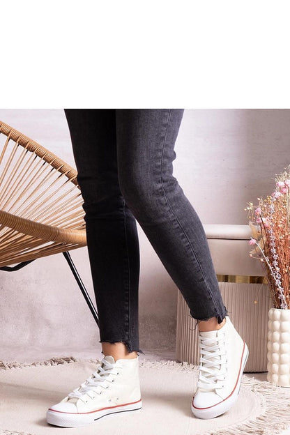   Białe wysokie trampki z siateczki błyszczącej Ranifali - Solea 