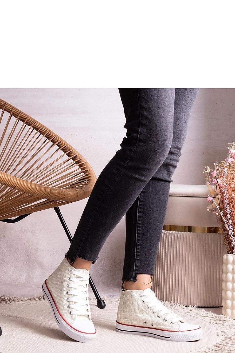   Białe wysokie trampki z siateczki błyszczącej Ranifali - Solea 