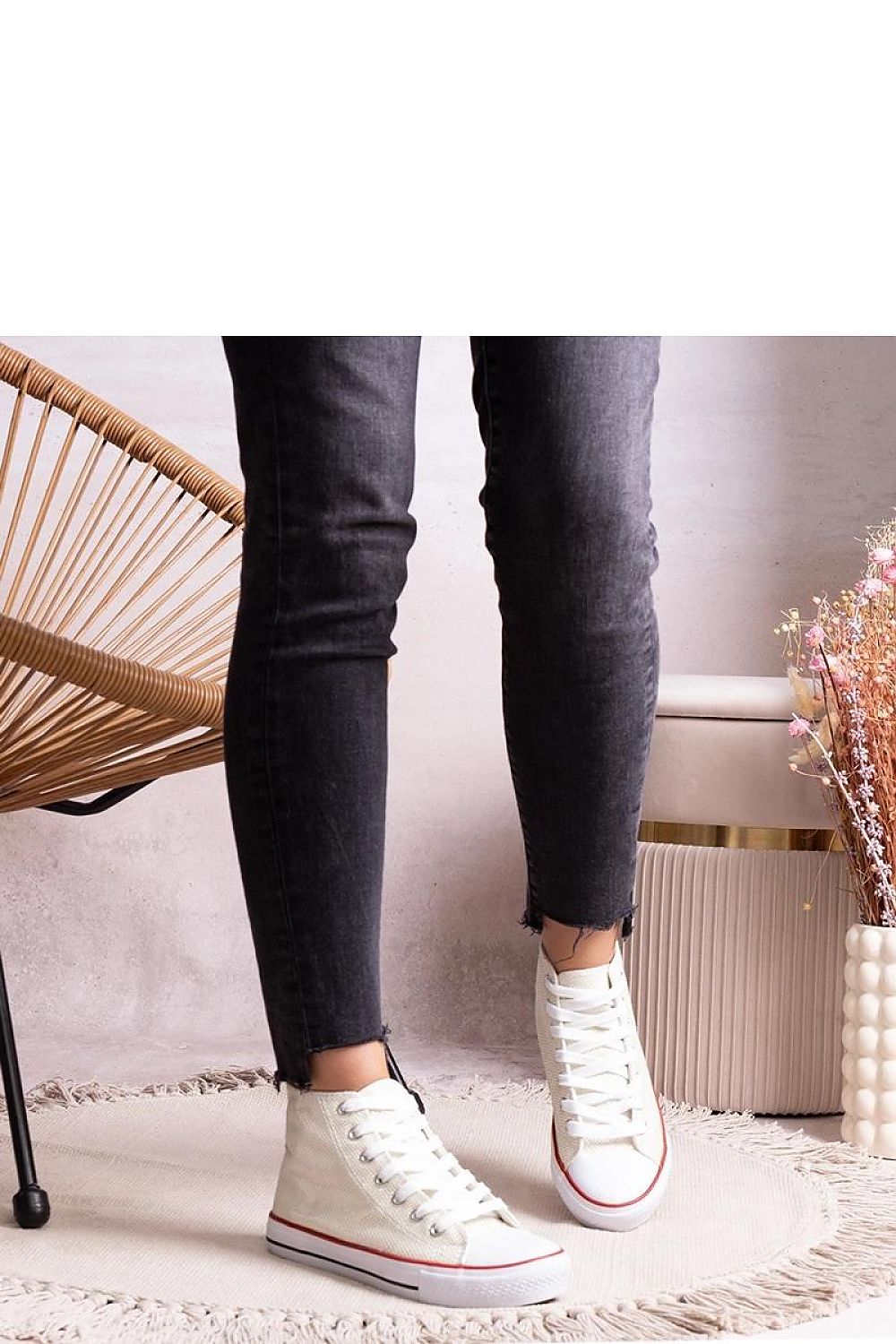   Białe wysokie trampki z siateczki błyszczącej Ranifali - Solea 