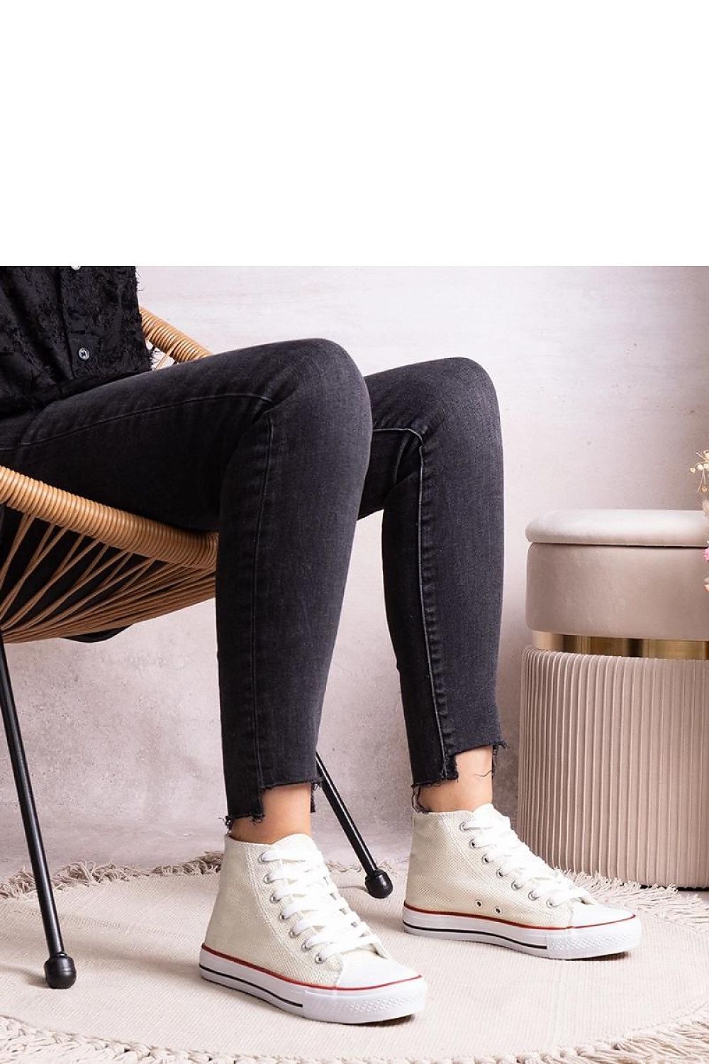   Białe wysokie trampki z siateczki błyszczącej Ranifali - Solea 