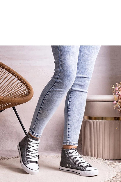   Czarne wysokie trampki z siateczki błyszczącej Ranifali - Solea 