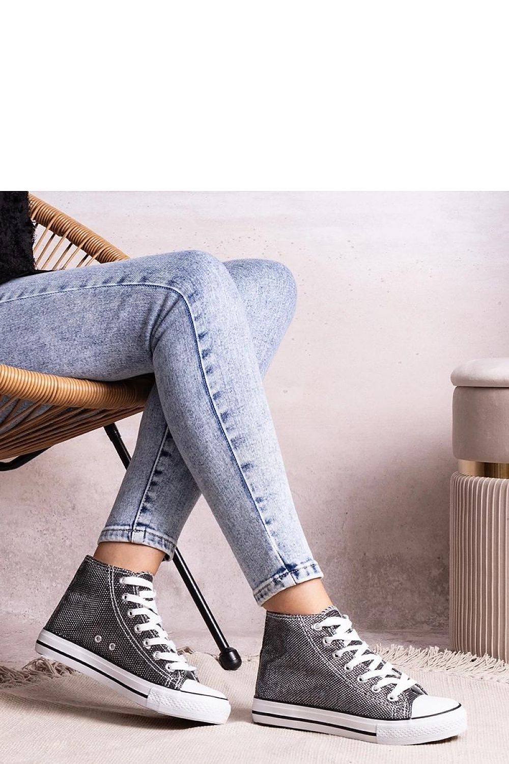   Czarne wysokie trampki z siateczki błyszczącej Ranifali - Solea 