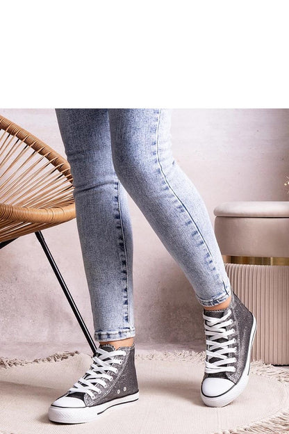   Czarne wysokie trampki z siateczki błyszczącej Ranifali - Solea 