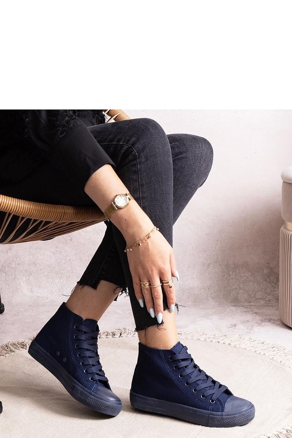   Granatowe wysokie trampki Rafife - Solea 