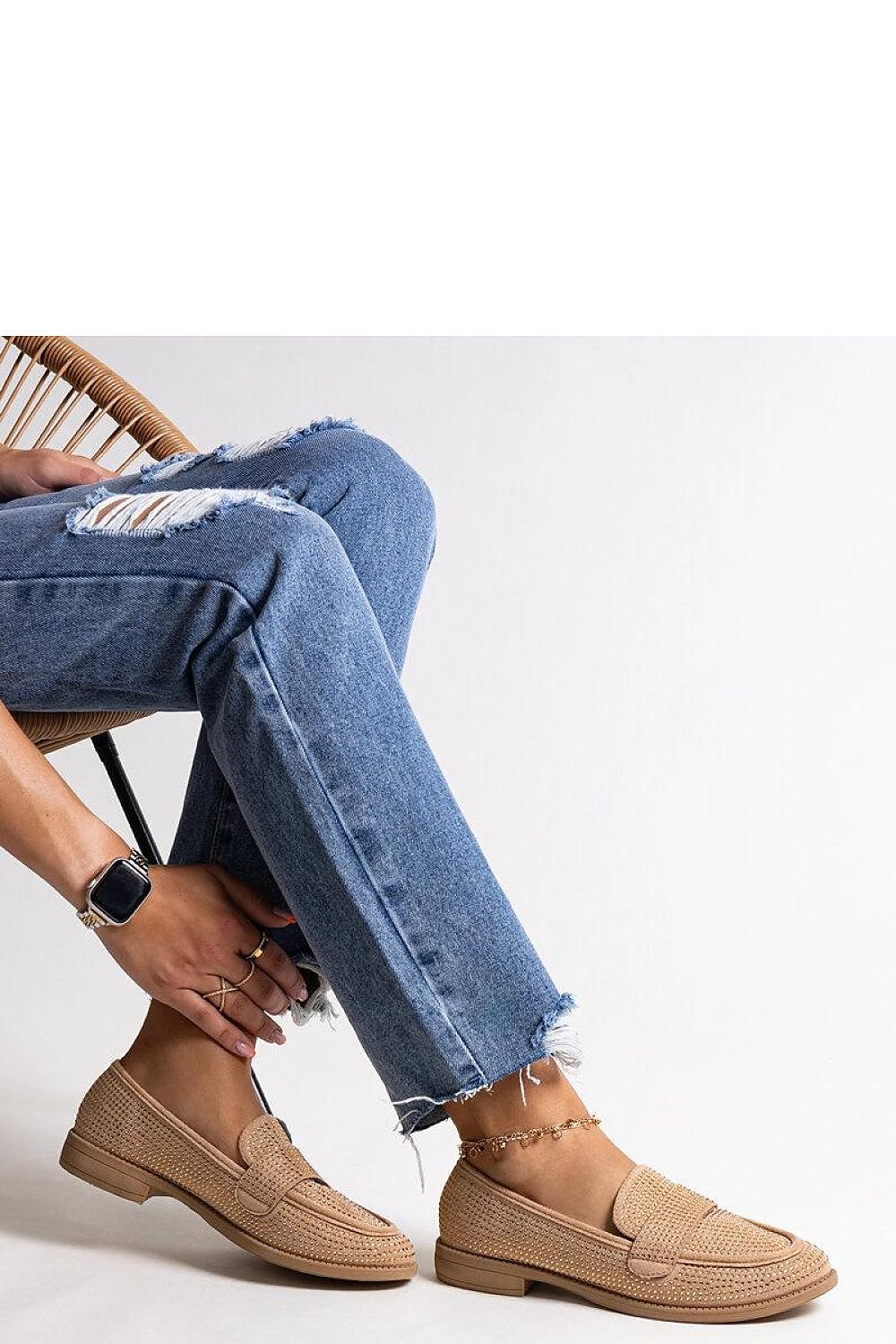   Brązowe mokasyny  w cyrkonie Mogha - Solea 