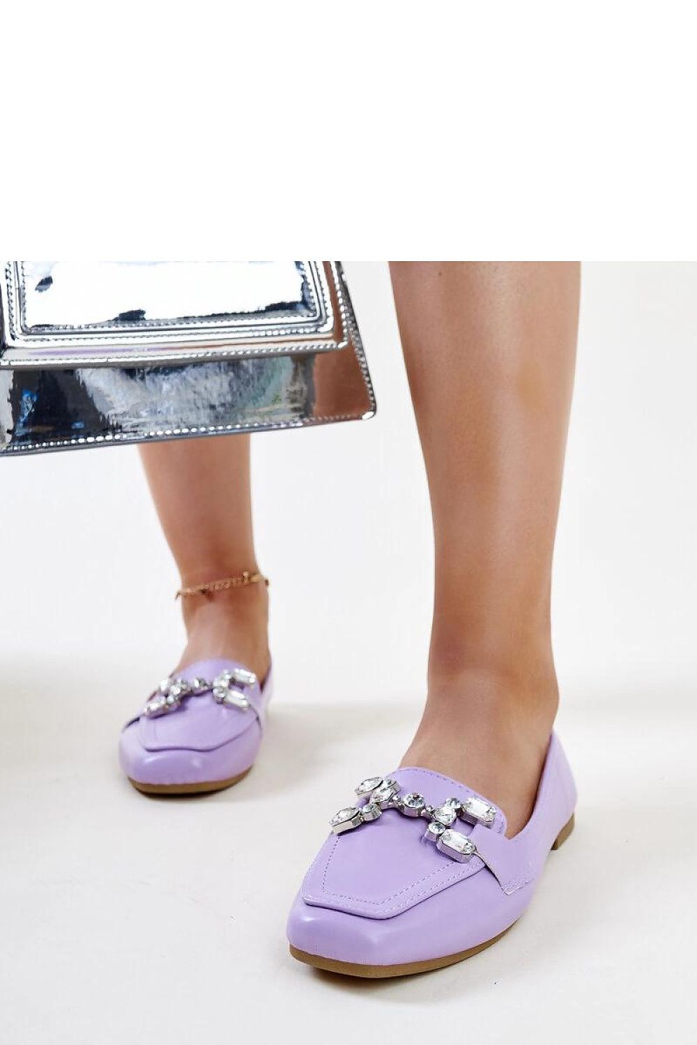   Fioletowe mokasyny z cyrkonową klamerką Mali - Solea 