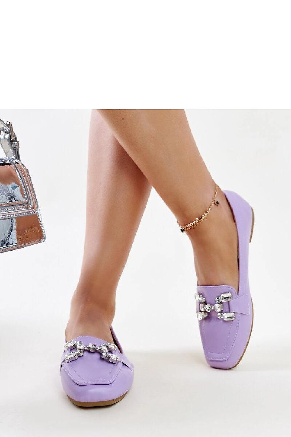   Fioletowe mokasyny z cyrkonową klamerką Mali - Solea 