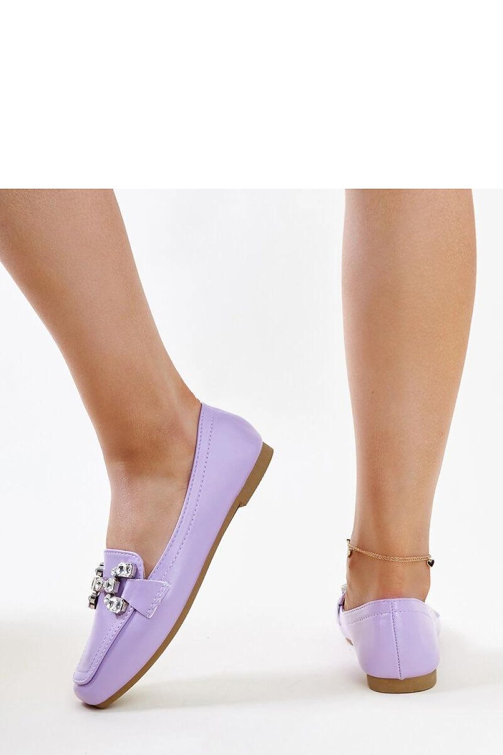   Fioletowe mokasyny z cyrkonową klamerką Mali - Solea 