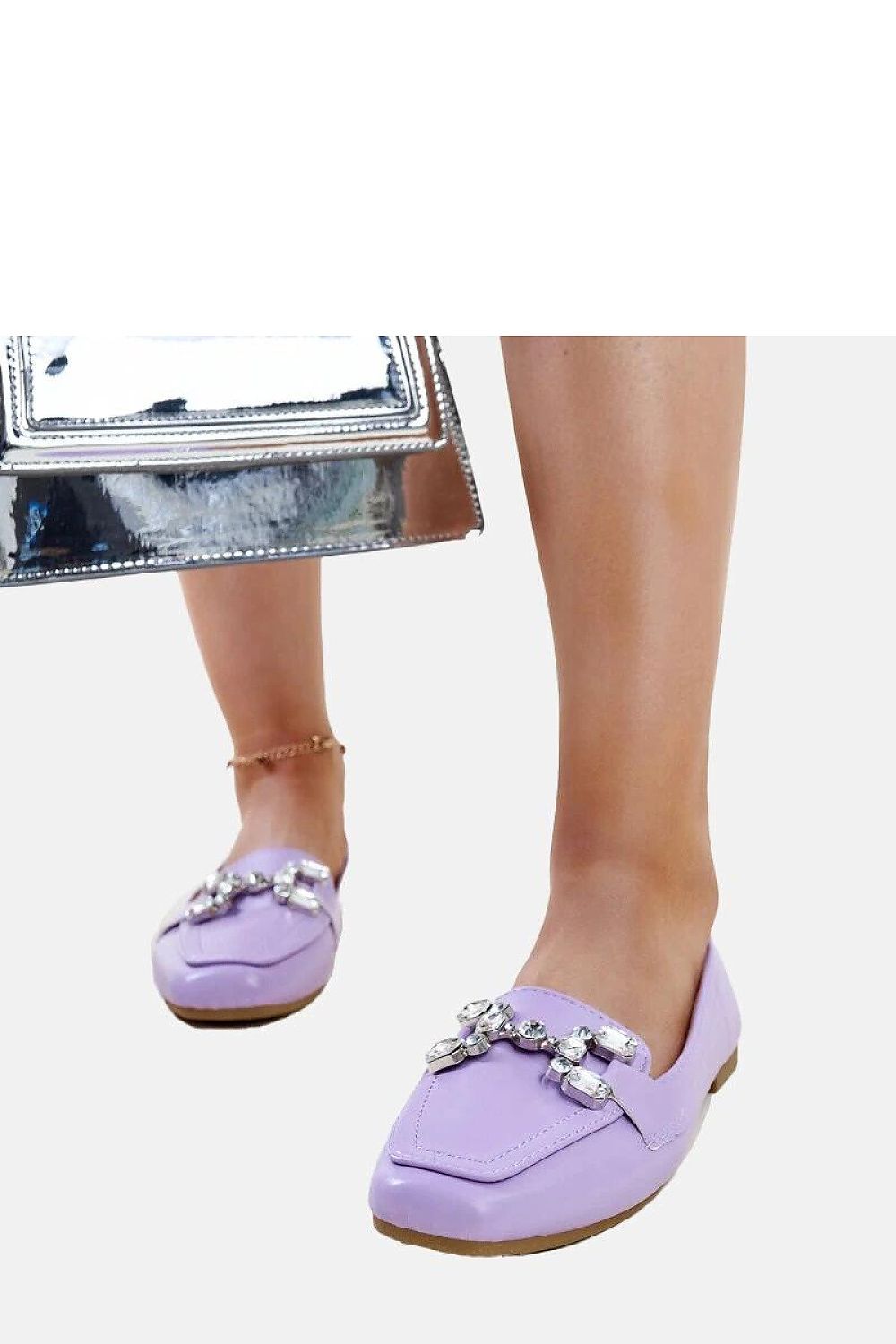   Fioletowe mokasyny z cyrkonową klamerką Mali - Solea 