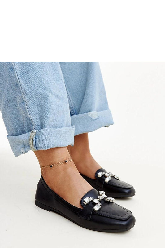   Czarne mokasyny z cyrkonową klamerką Mali - Solea 