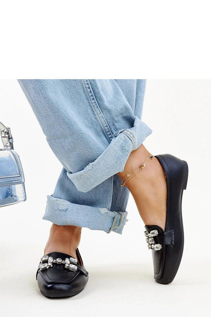   Czarne mokasyny z cyrkonową klamerką Mali - Solea 