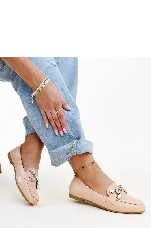   Beżowe mokasyny z cyrkonową klamerką Mali - Solea 