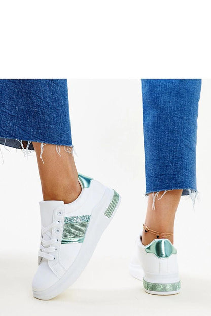   Biało-zielone sneakersy z cyrkoniami Giulia - Solea 
