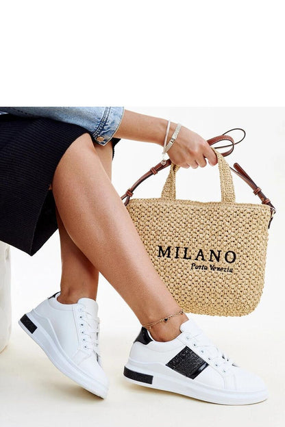   Biało-czarne sneakersy z cyrkoniami Giulia - Solea 