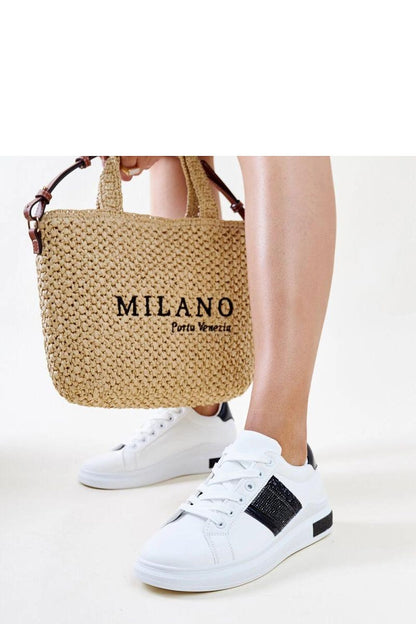  Biało-czarne sneakersy z cyrkoniami Giulia - Solea 
