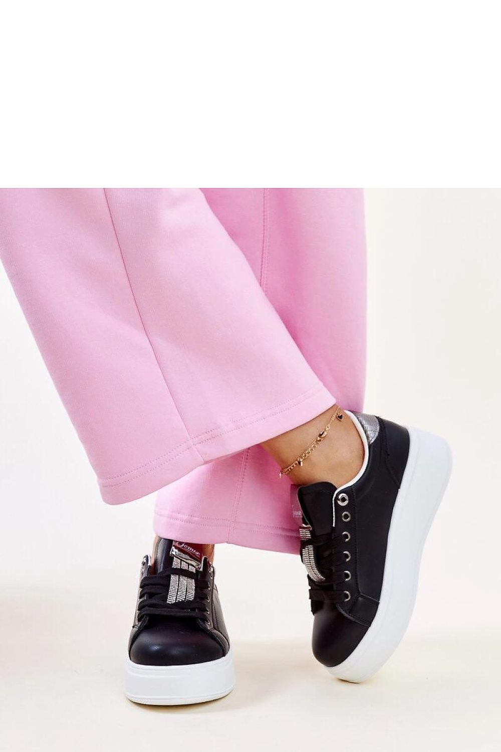   Czarno-srebrne sneakersy z cyrkoniami Maurizia - Solea 