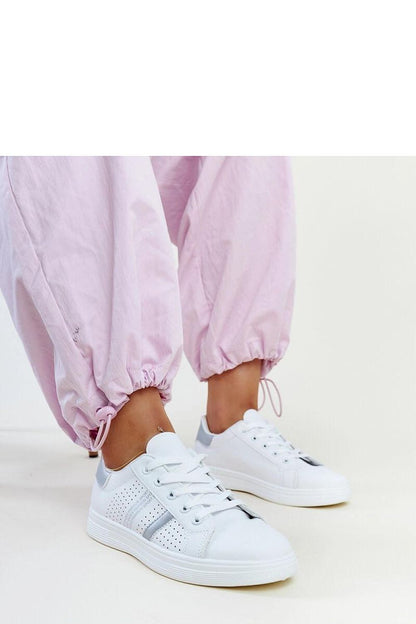   Biało-srebrne sneakersy eko skóra Berdine - Solea 