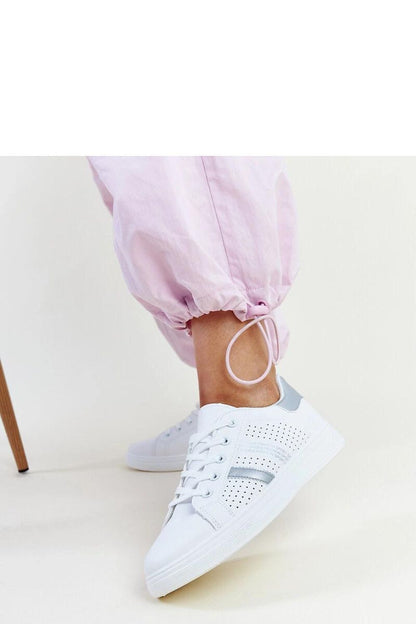   Biało-srebrne sneakersy eko skóra Berdine - Solea 