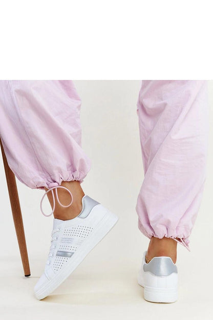   Biało-srebrne sneakersy eko skóra Berdine - Solea 