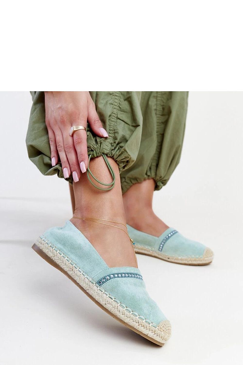   Zielone espadryle z cyrkoniami Abia - Solea 