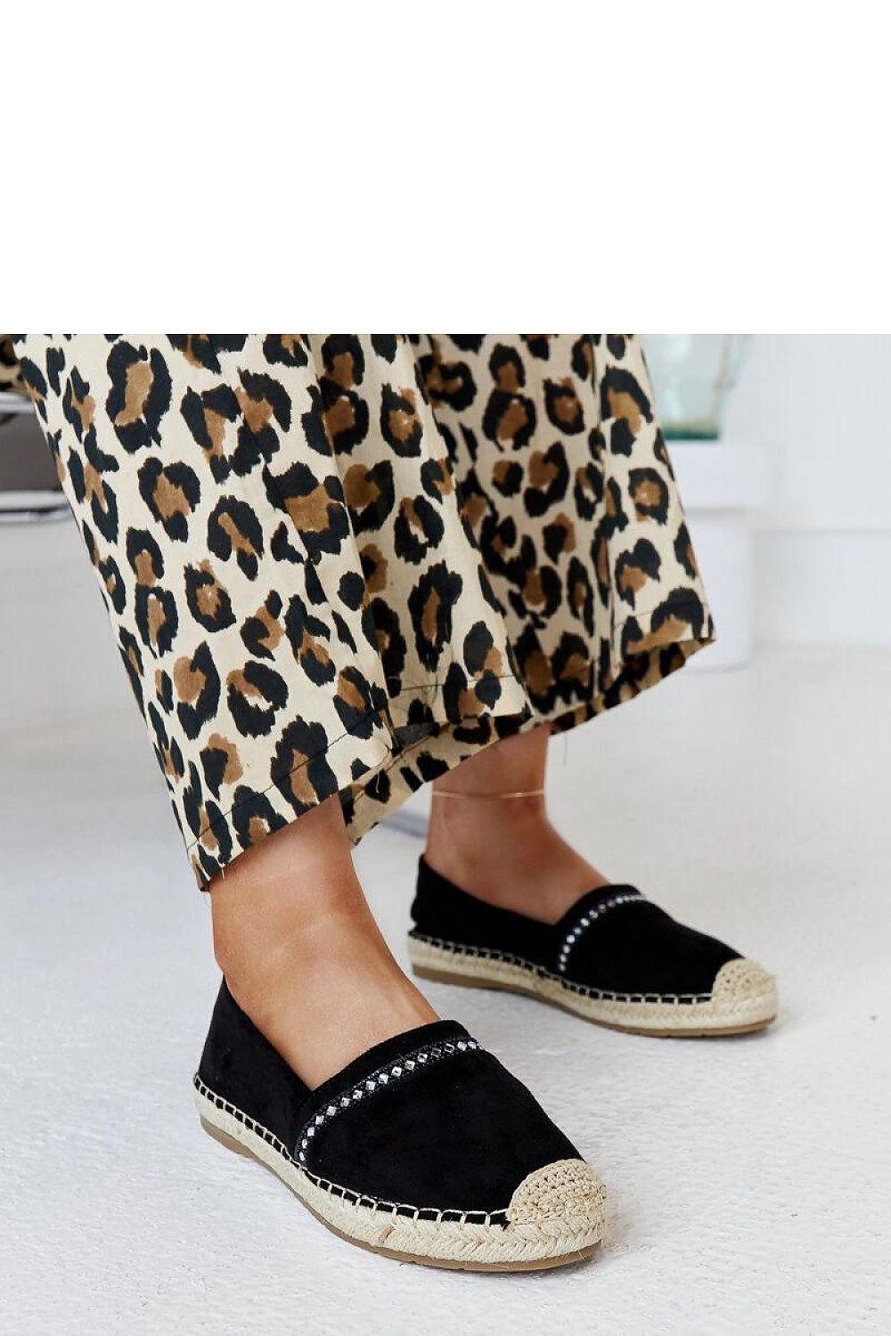   Czarne espadryle z cyrkoniami Abia - Solea 