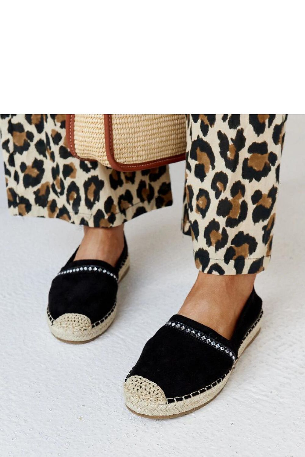   Czarne espadryle z cyrkoniami Abia - Solea 