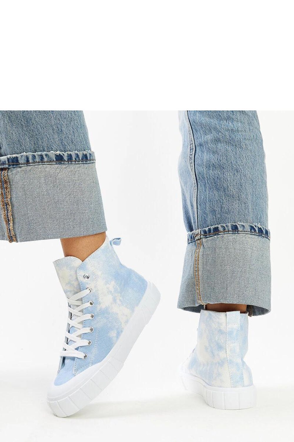   Błękitne wysokie materiałowe trampki Raissa - Solea 