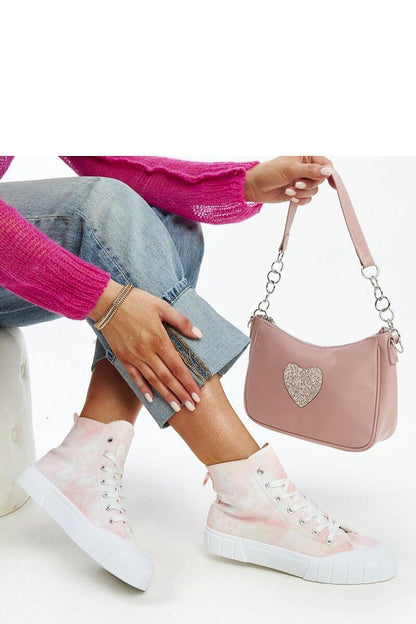   Różowe wysokie materiałowe trampki Raissa - Solea 