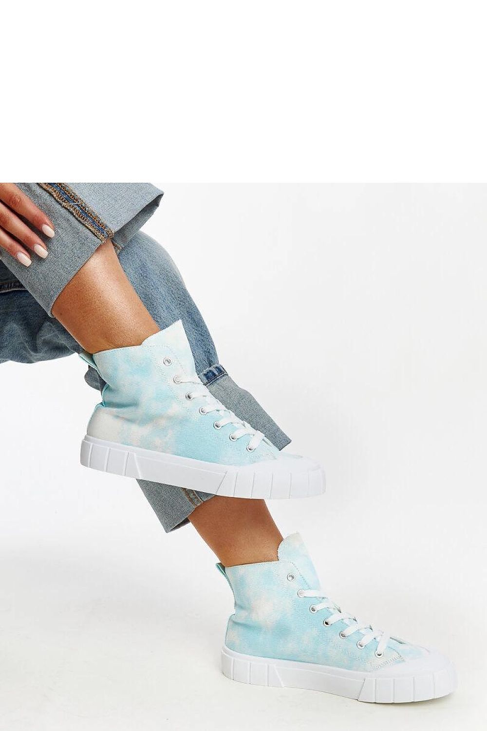   Niebieskie wysokie materiałowe trampki Raissa - Solea 