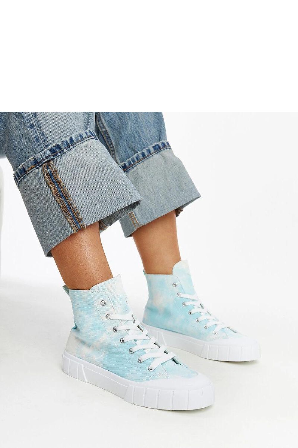   Niebieskie wysokie materiałowe trampki Raissa - Solea 