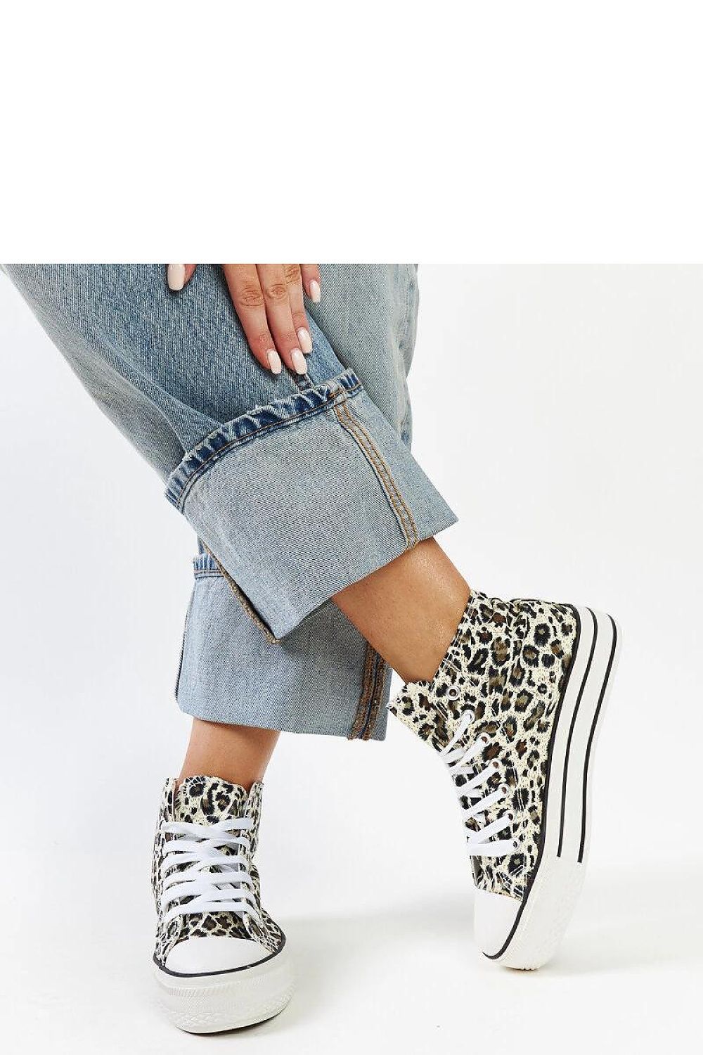   Wysokie trampki w panterkę na grubej podeszwie Bagy platflorma - Solea 