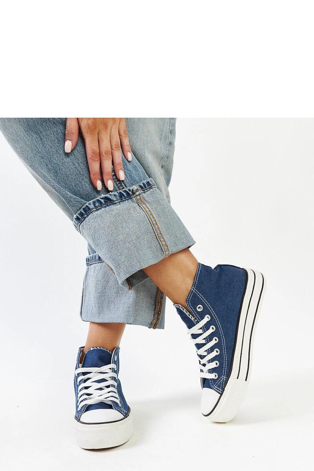   Jeansowe wysokie trampki na grubej podeszwie Bagy - Solea 