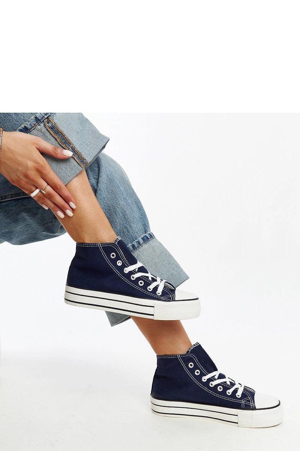   Granatowe wysokie trampki na grubej podeszwie Bagy - Solea 