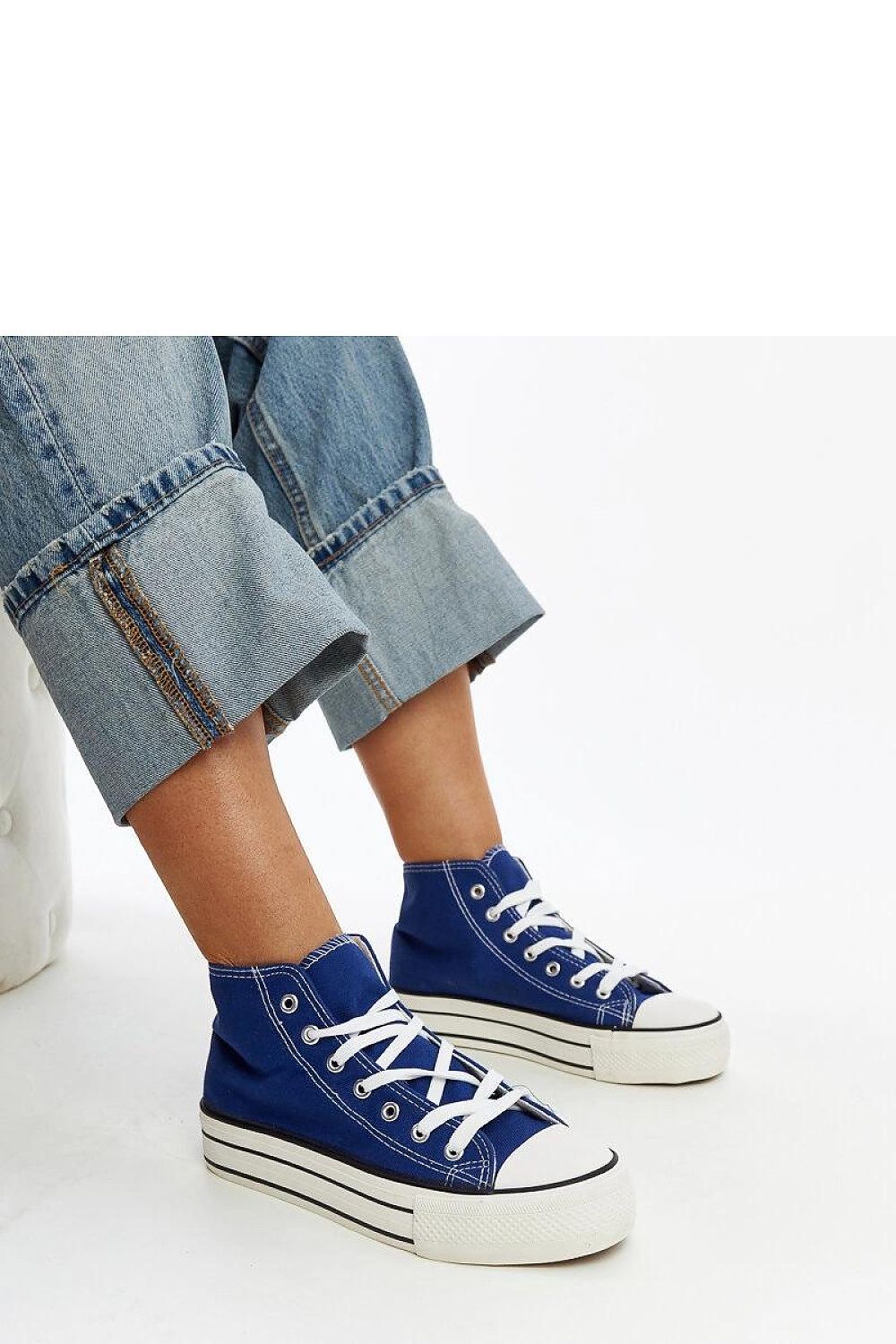   Niebieskie wysokie trampki na grubej podeszwie Bagy - Solea 