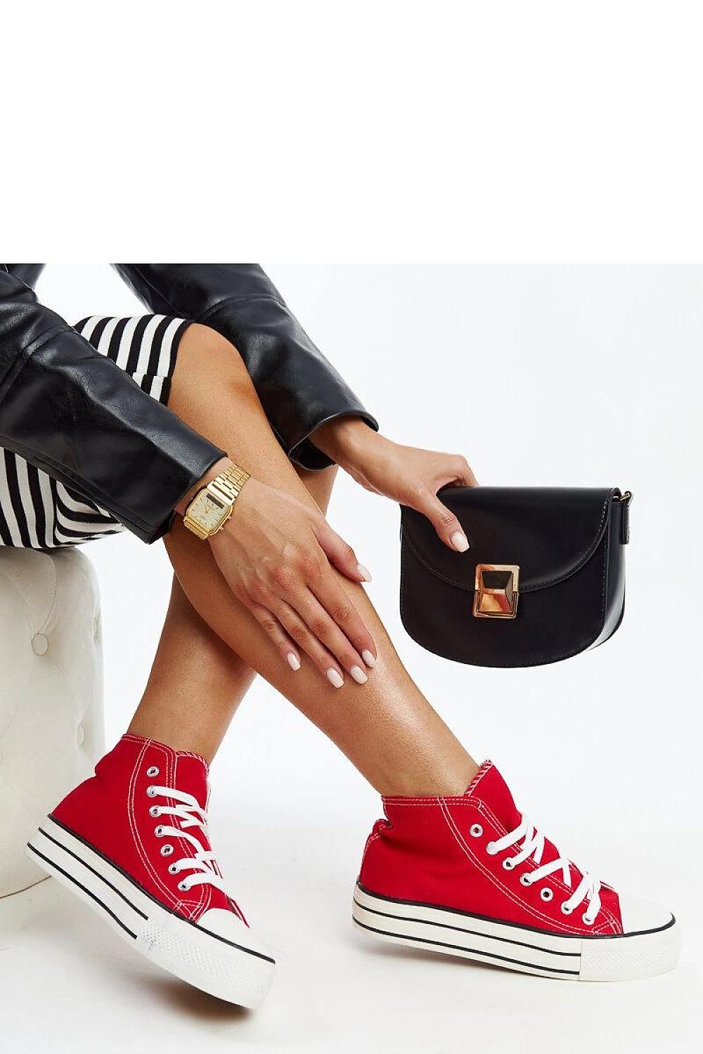   Czerwone wysokie trampki na grubej podeszwie Bagy - Solea 