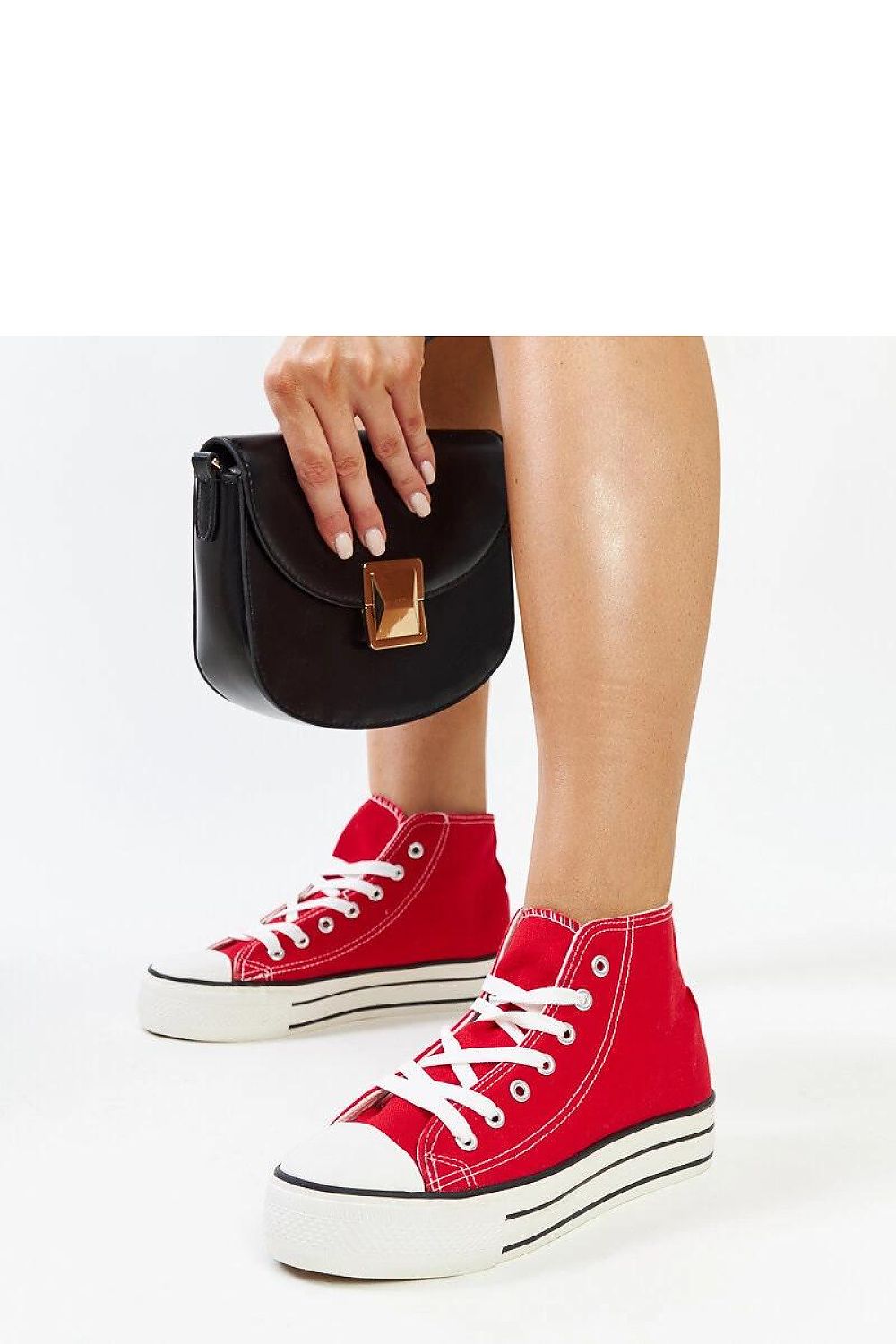   Czerwone wysokie trampki na grubej podeszwie Bagy - Solea 