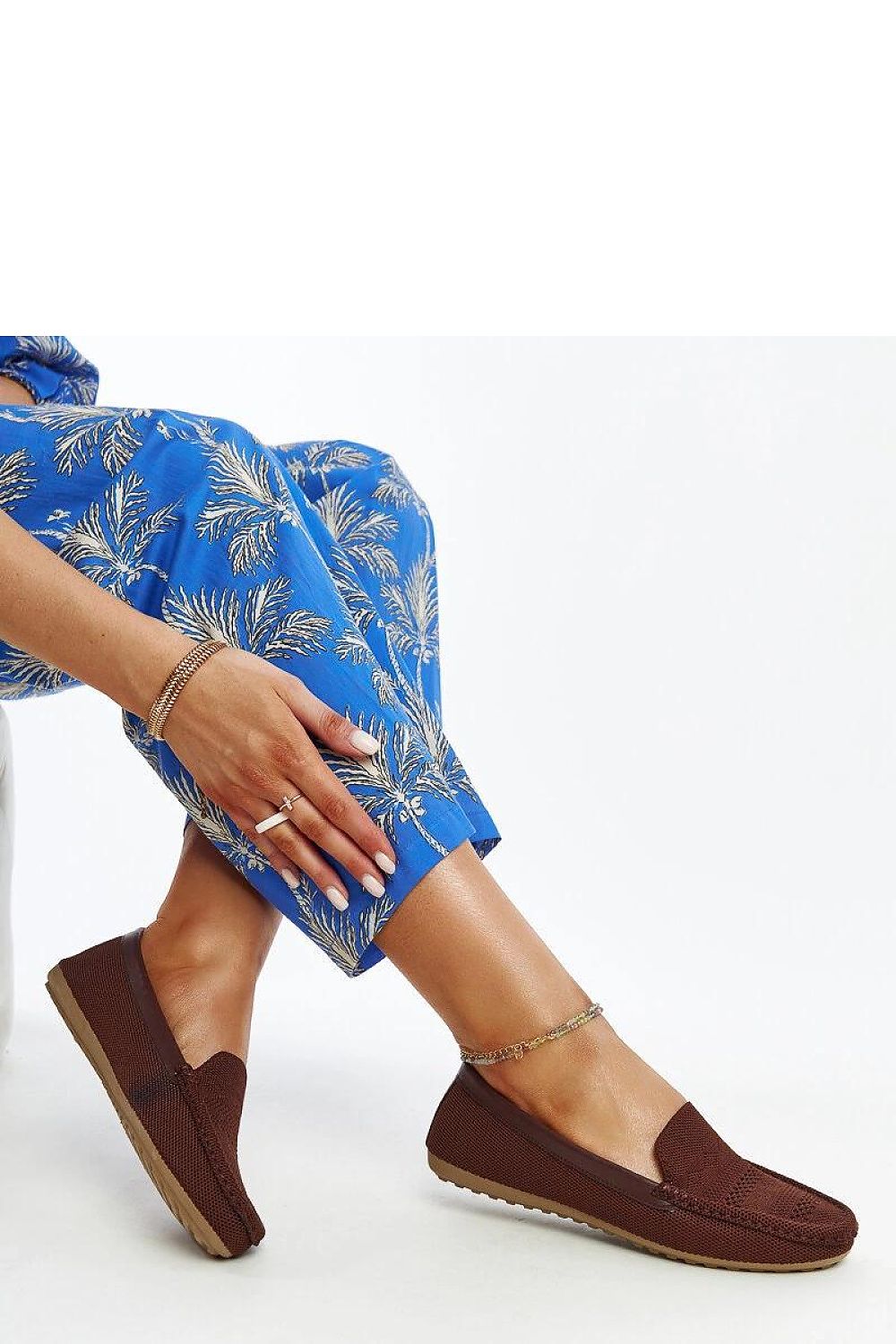   Brązowe materiałowe mokasyny Fiammetta - Solea 